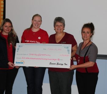 Cheque presentation Erica Boutilier Mavis Ure Barb Jewers Rita Makey